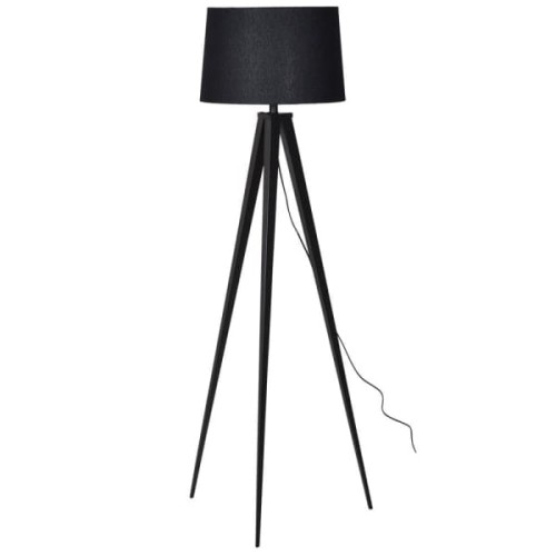 Matt Black Floor Lamp 154 cm with Black Fabric Shade