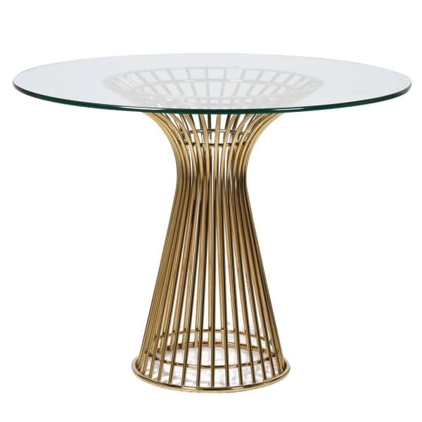 Chiswick Elegance Dining Table 100 cm – Round Glass Top with Gold Steel Base
