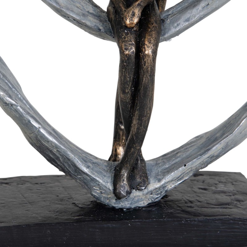 Portland Heart  Sculpture 35 cm couple in love heart brown grey