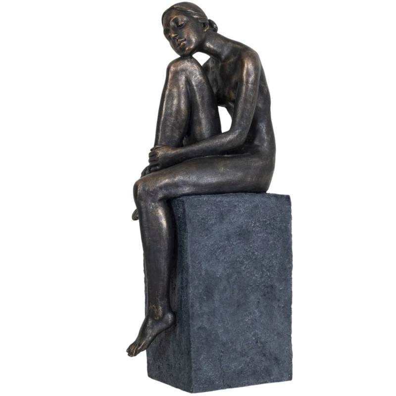 Portland Thinking sculpture in antique bronze and grey