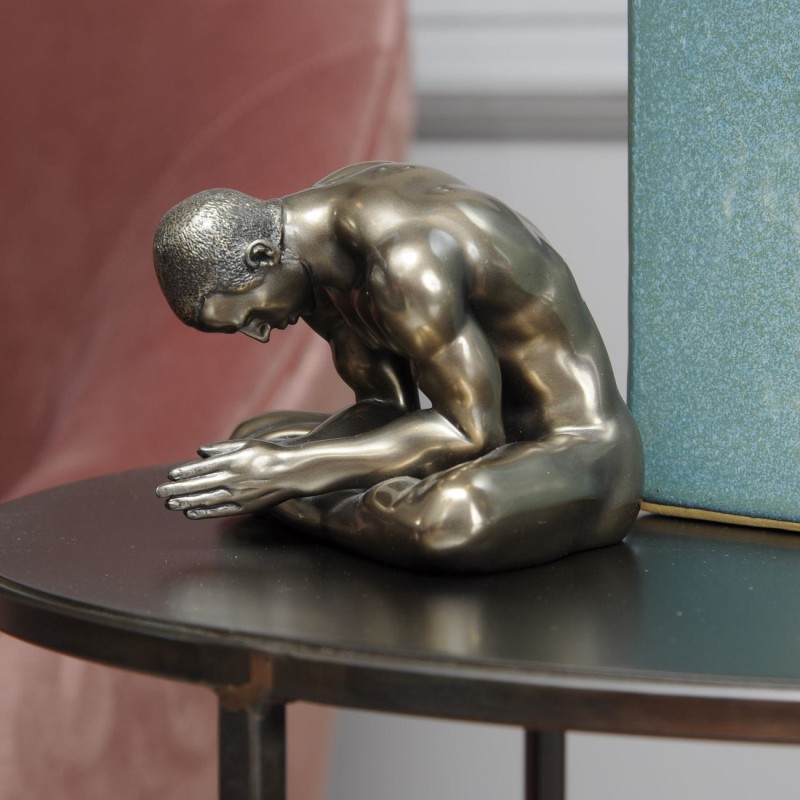Meditating Man Sculpture antique bronze polyresin