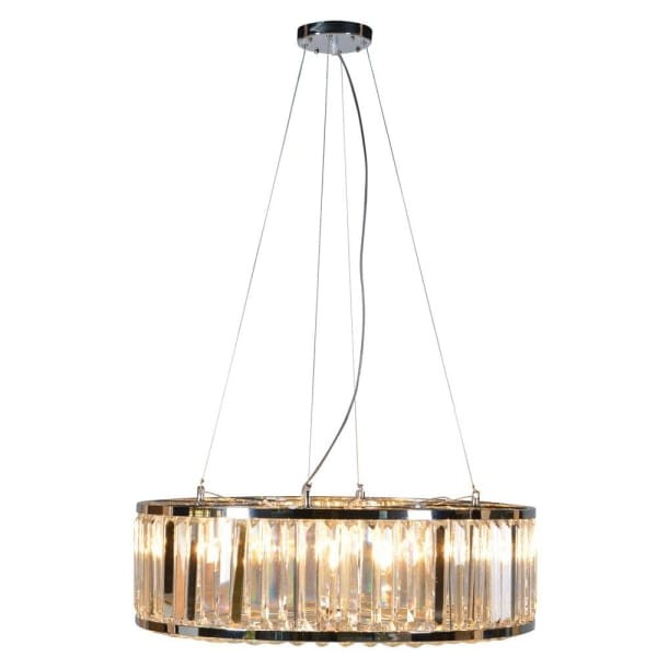 Chartlett Chandelier 80x24 cm silver frame crystal panels ceiling light