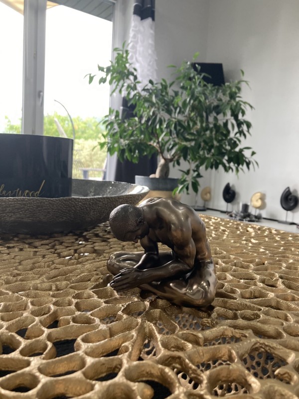 Meditating Man Sculpture antique bronze polyresin