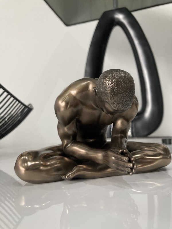 Meditating Man Sculpture antique bronze polyresin
