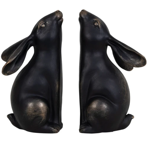 Hare Bronze Rabbit Bookends 21.4 cm – Decorative Resin Book Supports