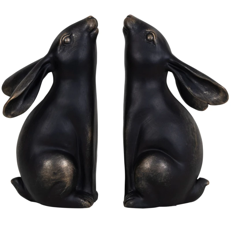 Hare Bronze rabbit bookends 21.4 cm