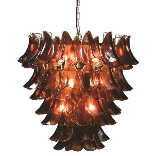 Smoked Glass Oversized Chandelier 80 cm – Brown Glass and Iron