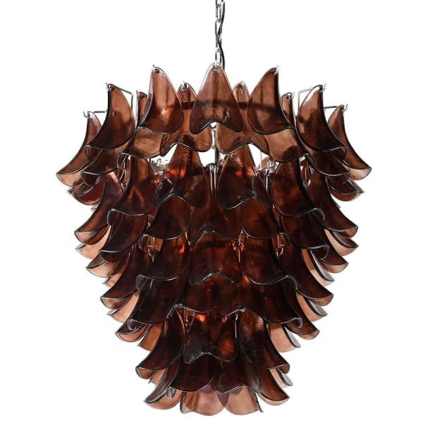Large brown chandelier with layered smoked-glass panels