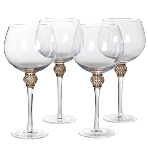 Sloane Gold Diamante Stemmed Gin Glasses