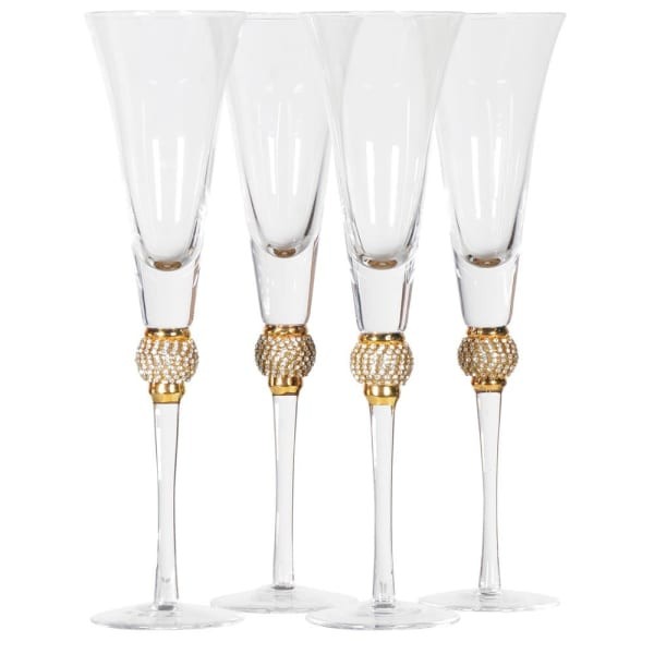 Sloane Gold Diamante Stemmed Champagne Flutes