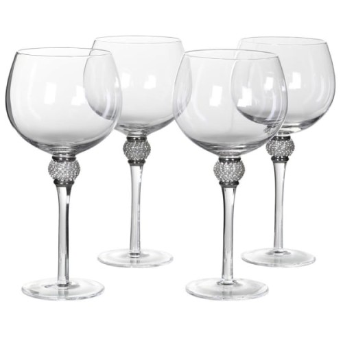 Boscobel Stemmed Gin Glasses with Silver Diamante Detail