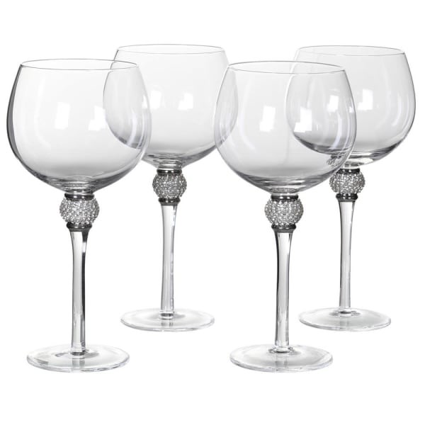 Boscobel Stemmed Gin Glasses with Silver Diamante Detail