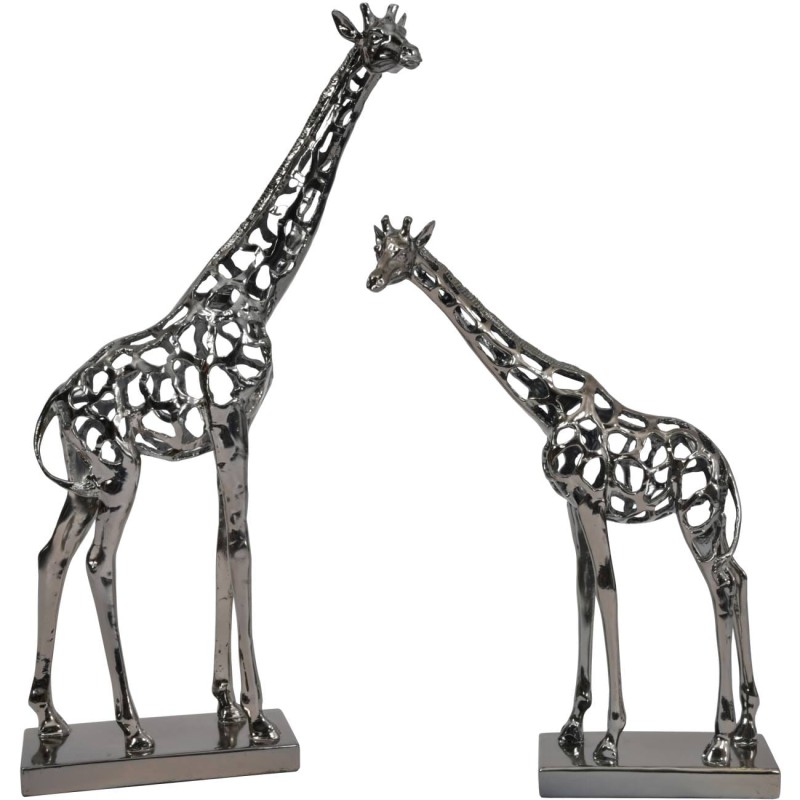 Giraffe Abstract Large Sculpture 72 cm silver polyresin