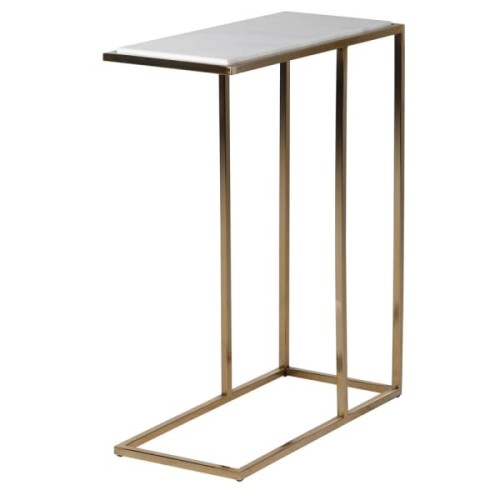 Mercie Side Table 60 cm gold stainless steel base with white marble top