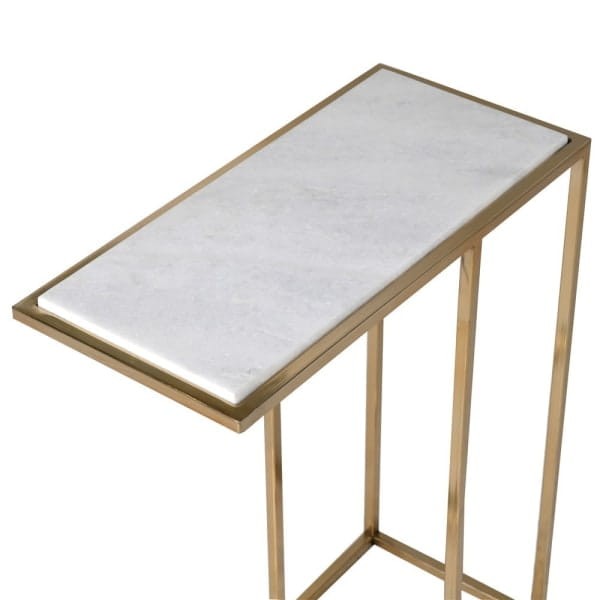 Gold stainless steel side table with marble top