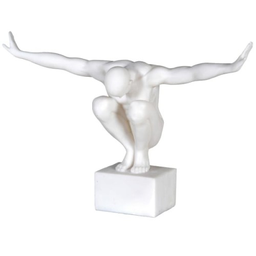 Halycon White Male Sculpture 29x49 cm finish in white polyresin