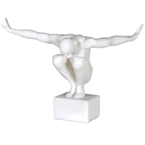 Halycon White Male Sculpture 29x49 cm finish in white polyresin