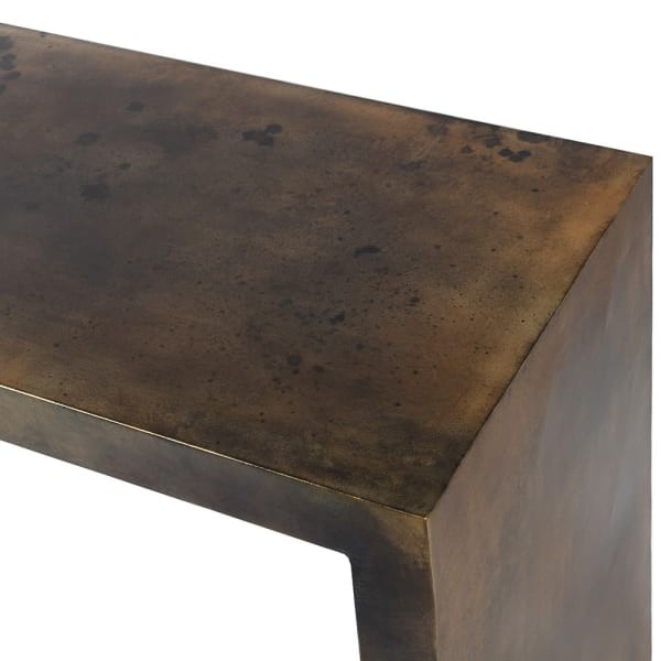 Iron 204cm aged iron console table in brown finish