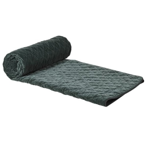 Velvet Green Quilted Bedspread 220 x 225 cm – dark green velvet bed throw for bedrooms