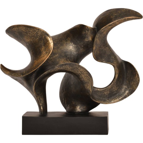 Novum Abstract Sculpture 39.5 cm – Bronze Polyresin Form on Black Base