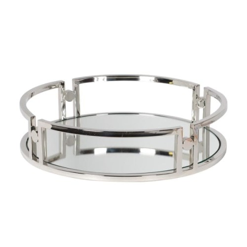 Silver Mirrored Decorative Tray 43 cm stainless steel
