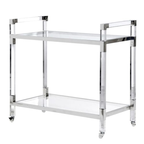 Linton Silver Drinks Trolley with Glass Shelves 86 cm 