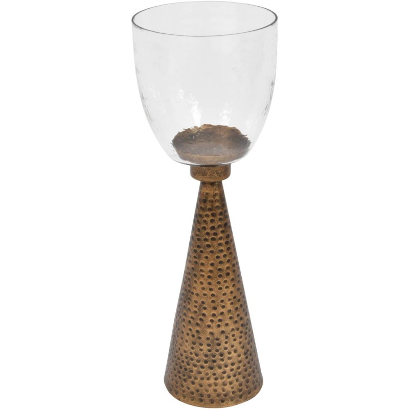 Belgrave Candleholder 45 cm glass and iron hand hammered gold base