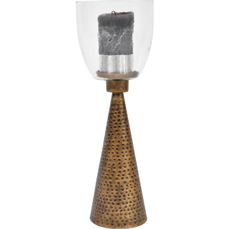 Belgrave Candleholder 45 cm glass and iron hand hammered gold base