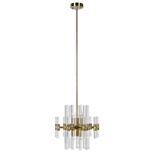 Muswell Pendant Small 39 cm diameter glass transparent tubes gold frame