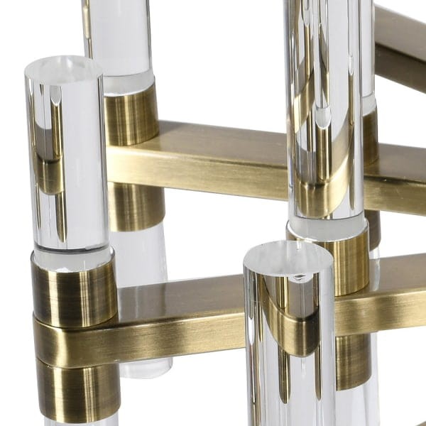 Muswell Pendant Small 39 cm diameter glass transparent tubes gold frame