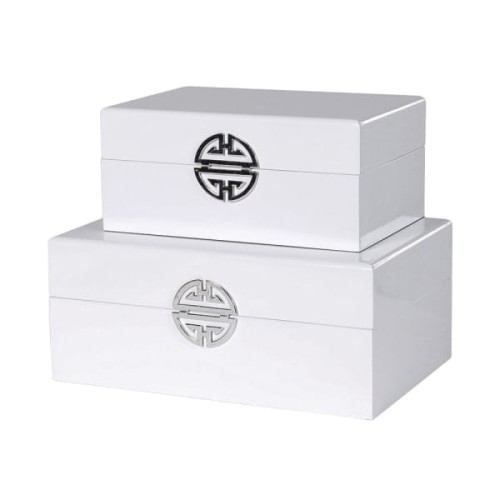 Chesham White & Silver Decorative Boxes 20x30 cm 