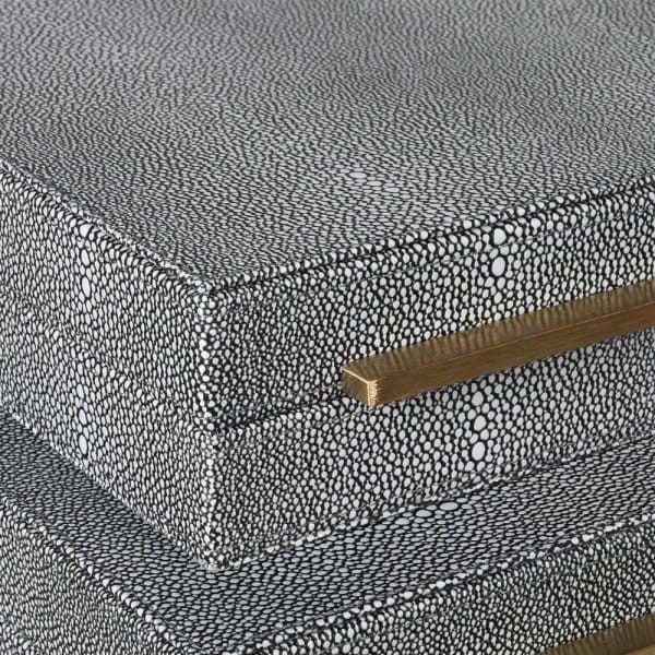 Decorative boxes finished in green faux shagreen