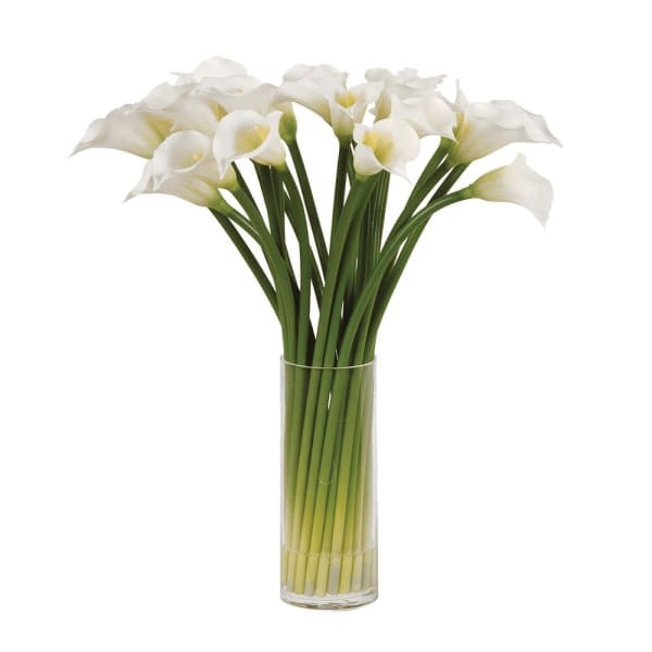 White Lilies 54 cm Artificial Flowers tall glass vase