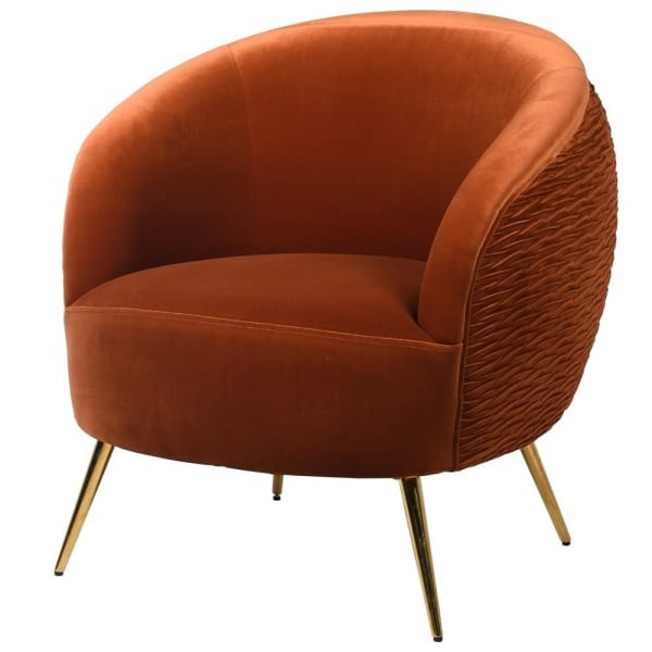 Rust Brompton Armchair velvet rust gold stainless steel legs