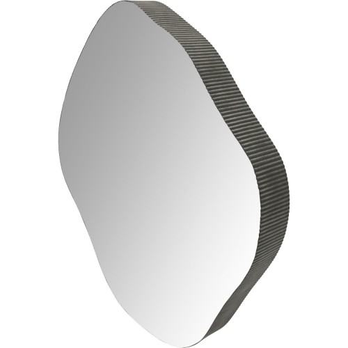 Organic L Irregular Wall Mirror 80.5 cm – Ribbed Dark Oak-Effect Metal Frame