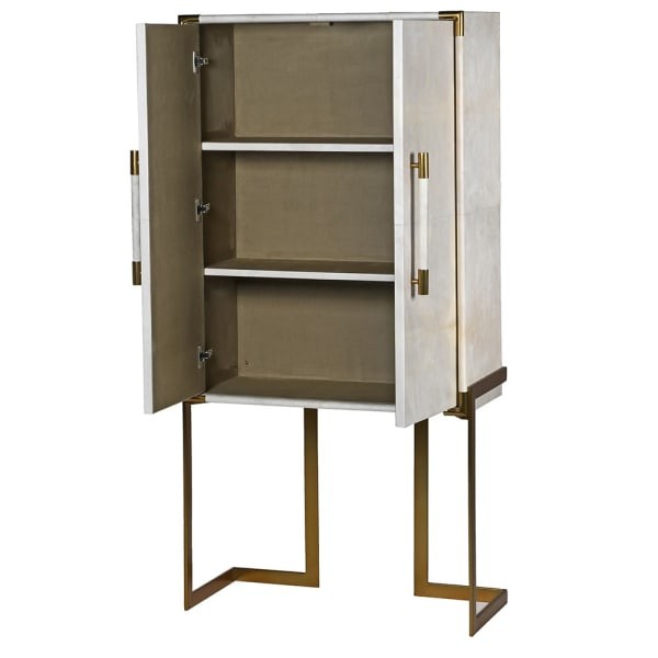 Royal 164 cm Drinks Cabinet – Ivory Finish with Gold Stainless Steel Frame