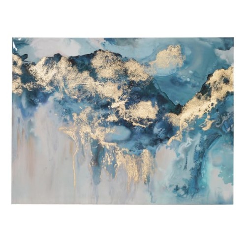 Blue and Gold Abstract Canvas Wall Art 90 × 120 cm