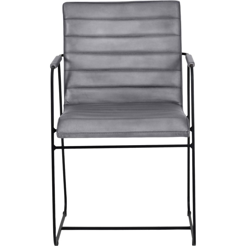 Fritzovia Grey Dining Chair with armrest grey leather black metal frame