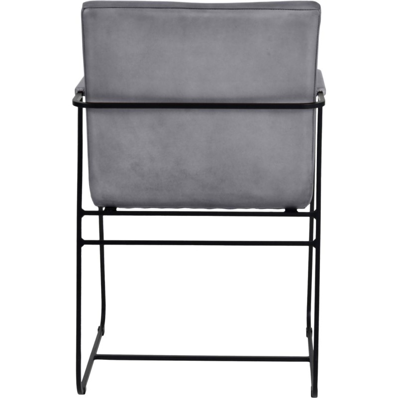 Fritzovia Grey Dining Chair with armrest grey leather black metal frame