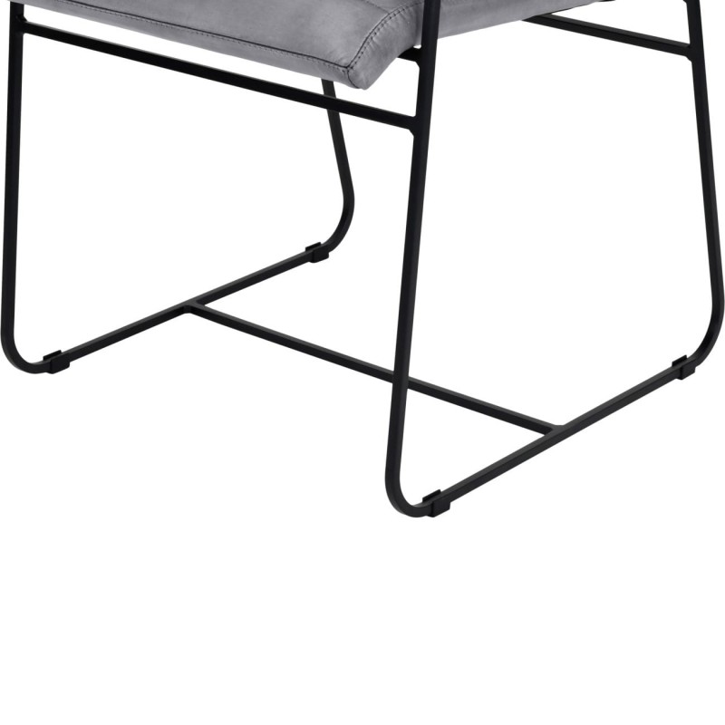Fritzovia Grey Dining Chair with armrest grey leather black metal frame
