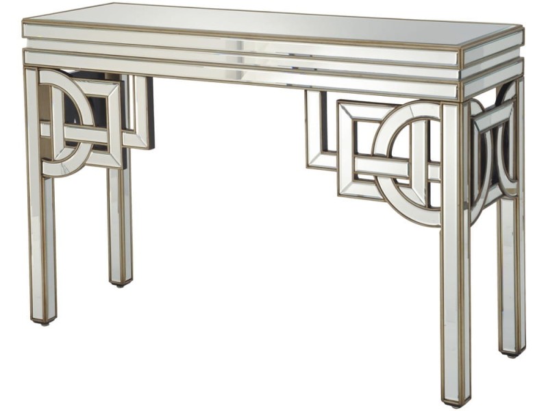 Caroline Mirrored Console Table in art deco style champagne gold mirrored effect