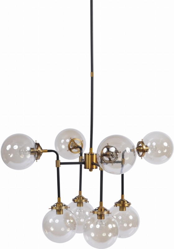 Bubble Brass Chandelier glass brass black frame 75x100 cm 8 glass shades