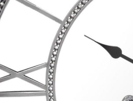 Linton Silver Mirrored Round Wall Clock 70 cm metal frame