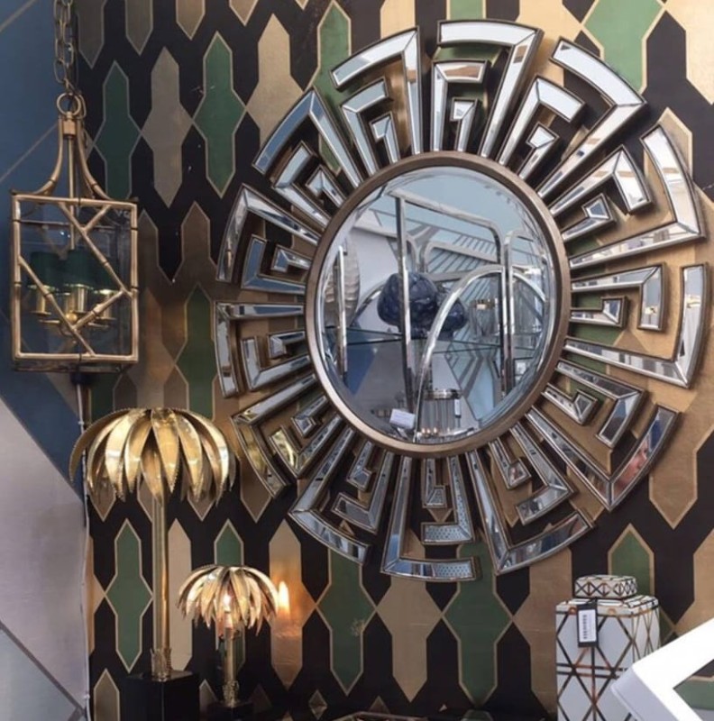 Boscobel Round Wall Mirror 120 cm champagne gold details