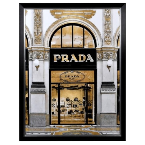 Large Grey and Gold Prada Boutique Wall Art 152 x 117 cm