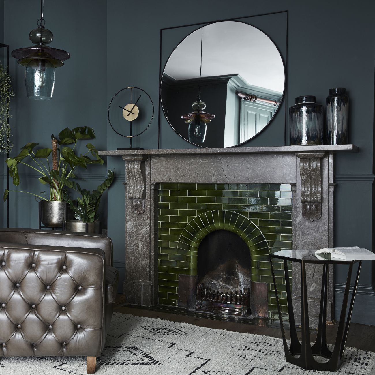 Luxury square metal frame mirror for elegant living room or hallway