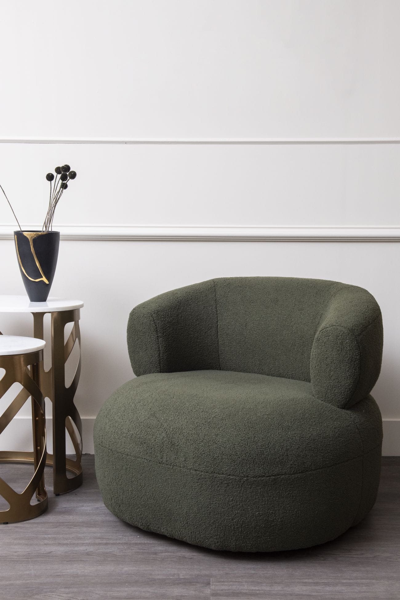 Pimlico Green boucle fabric decorative occasional chair